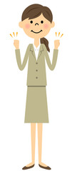 スーツの女性（全身）　ガッツポーズ