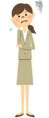 スーツの女性（全身）　困る
