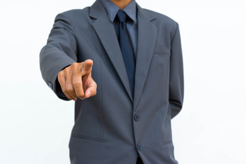 Businessman select Choice white background.. 