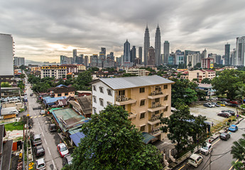 Fototapeta premium Dark cloud over Kuala Lumpur city.
