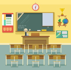 School classroom. Vector flat illustration