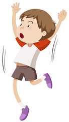 Boy having both arms up