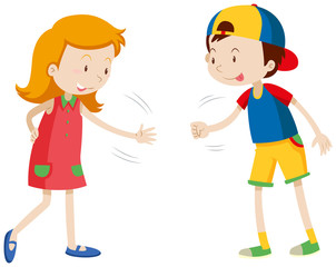 Children playing rock scissors paper