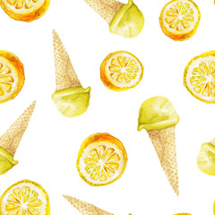 Watercolor lemon ice cream