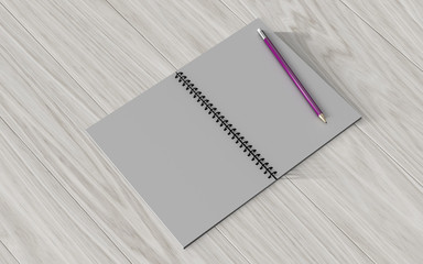 Blank note paper with pencil. on wood background