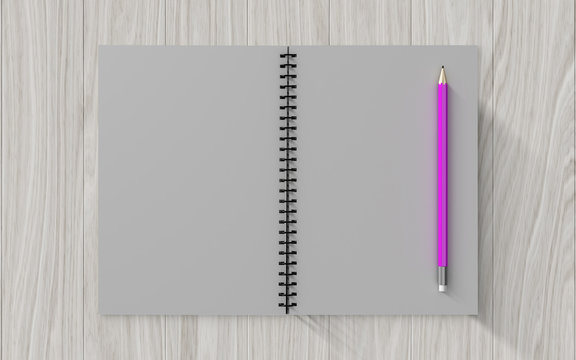 Blank note paper with pencil. on wood background