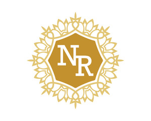 NR initial royal letter logo