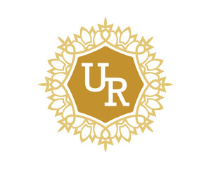 UR initial royal letter logo