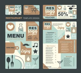 Fotobehang Big set of restaurant and cafe menu design,voucher,business card,Restaurant cafe menu, template design, Food flyer © bokmok