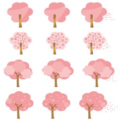 Naklejka premium シンプルな桜の木 セット