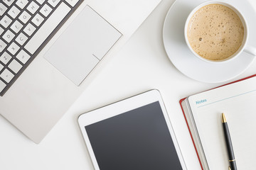 Flat lay photo of office desk