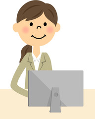 スーツの女性（上半身）　パソコン