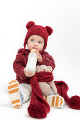 little child baby with bootle