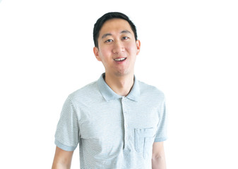 Asian man smiling confidently isolated on white background
