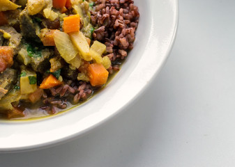 Home Made Beef Curry on White Background