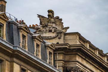 Fototapeta na wymiar Paris France 2014 April 20, Details on the historic buildings and roadways around Paris