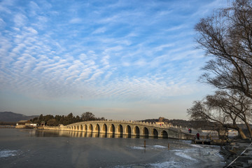 Seventeen Hole bridge of Summer Palace in winter