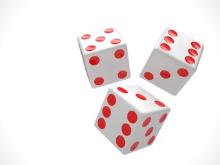 three dices on white