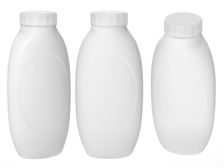 White plastic bottle packaging with clipping path for cosmatics