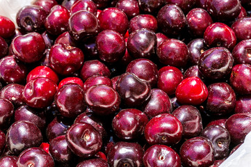 Cherries background, red cherries