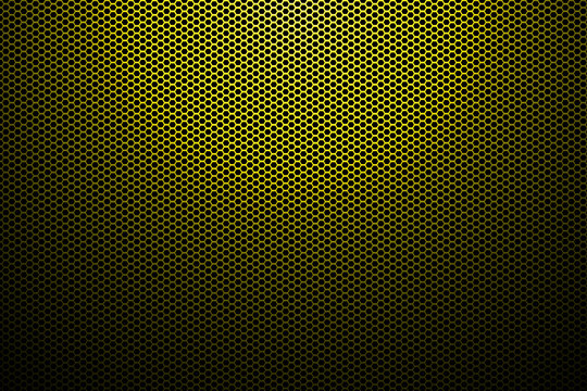 Spotlight On Yellow Metallic Mesh Background.