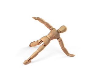 Wooden man exercising workout