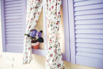 Natural flowers bouquet and decoration objects in the house