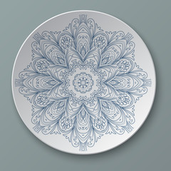 Illustration floral ornament plate isolated