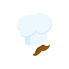 Chef hat with a mustache isometric 3d icon