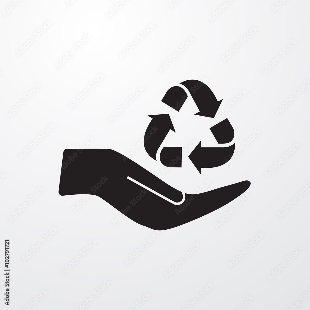 Poster recycle with hand icon for web and mobile