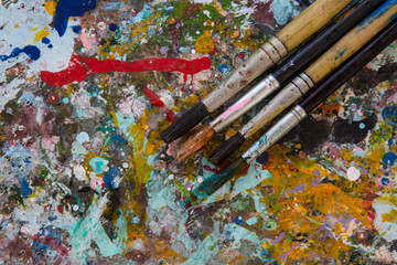 paintbrush on dry poster color texture