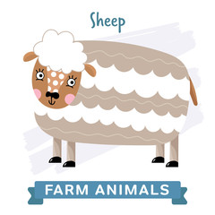 Sheep isolated, vector illustration. Farm Animals Series. 