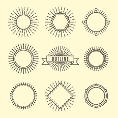 Vintage outline labels set, graphic design elements