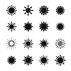 Orange Sun symbols set, vector design elements