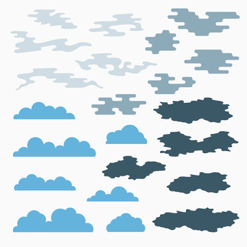 Cloud icons set, different styles, vector illustration symbols