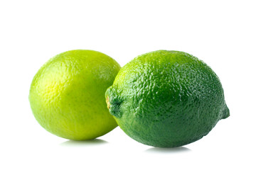 delicious and healthy, two lime isolated on white background