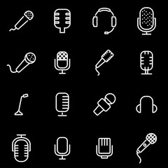 Vector line microphone icon set. Microphone Icon Object, Microphone Icon Picture, Microphone Icon Image - stock vector