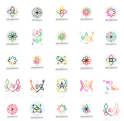 Set of vector linear logotypes, geometric abstract symbols, elegant icons