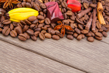 Coffee beans and candies