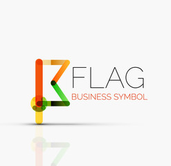 Logo flag, abstract linear geometric business icon