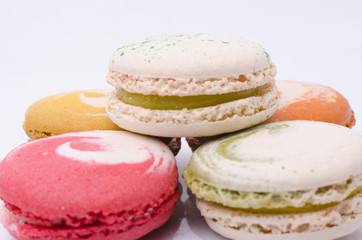french sweet delicacy, macaroons variety closeup