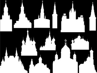 Moscow towers and churches white silhouettes collection © Alexander Potapov