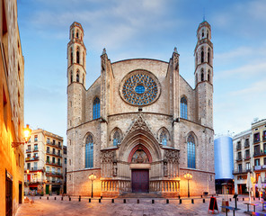 Santa Maria del Mar church in Barcelona - obrazy, fototapety, plakaty