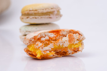 french sweet delicacy, macaroons variety closeup