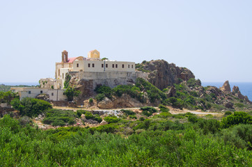 Fototapeta na wymiar Chrisoskalitissa Monastery on Crete island, Greece