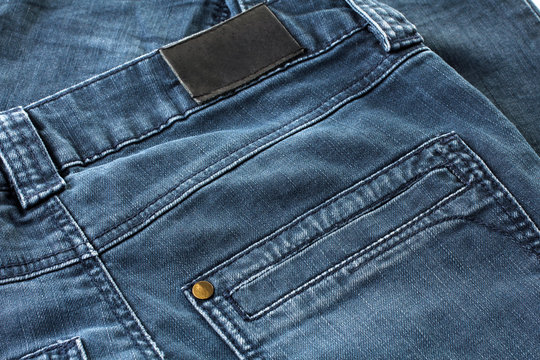 new fashionable blue jeans closeup photo