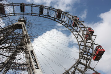 Famous and historic Ferris Wheel of Prater park, Vienna.
