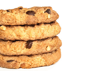Close up image of delicious cookies isolated on white background.