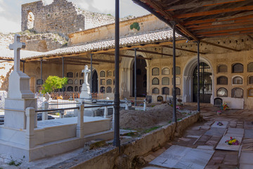 old cemetery with beautiful sculptures and crosses
