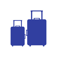 Stylized icon of colored suitcases on a white background